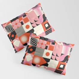 Scandinavian inspired artwork pattern made with simple geometrical forms and cutout colorful shapes. Abstract composition Pillow Sham