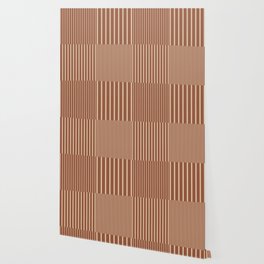 Stripes Pattern and Lines 10 in Terracotta Beige Wallpaper