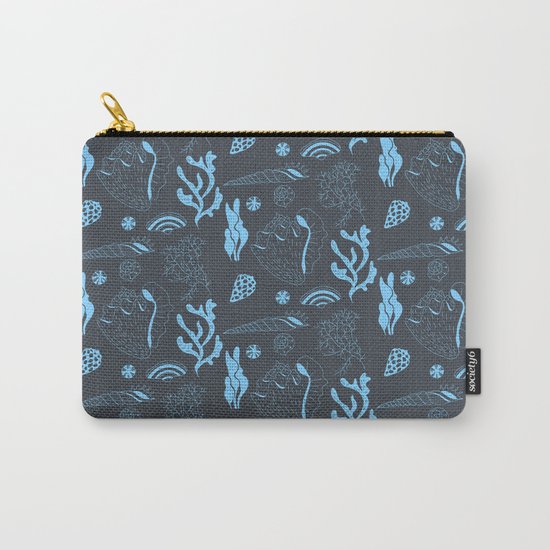 Tropical underwater life pattern in blue Carry-All Pouch