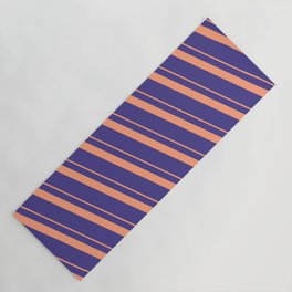 [ Thumbnail: Light Salmon and Dark Slate Blue Colored Lines/Stripes Pattern Yoga Mat ]