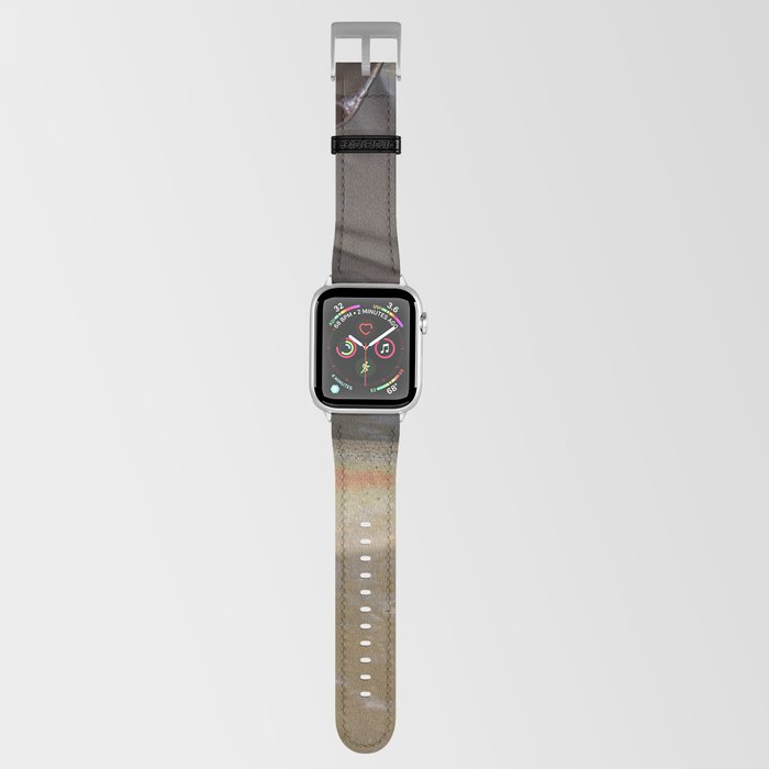 An angler unhooking a fly from a steelhead, rainbow trout, while it is still in the water, from a river river in British Columbia, Canada, in morning spring sun Apple Watch Band