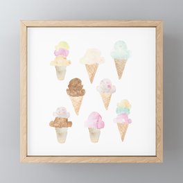 Watercolor Ice Cream Cones Framed Mini Art Print