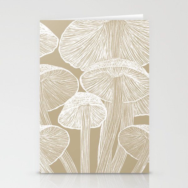 Tan Mushroom Garden Stationery Cards