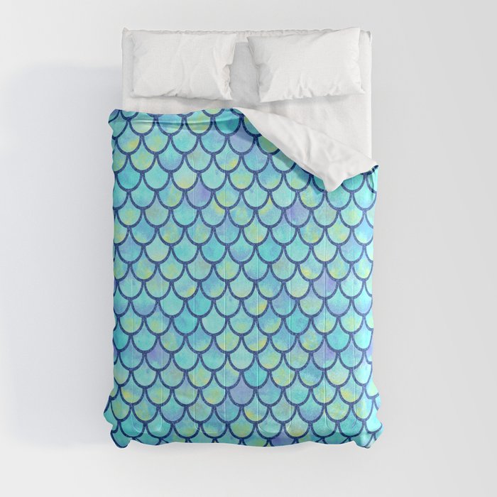 Blue Mermaid Scales Comforter