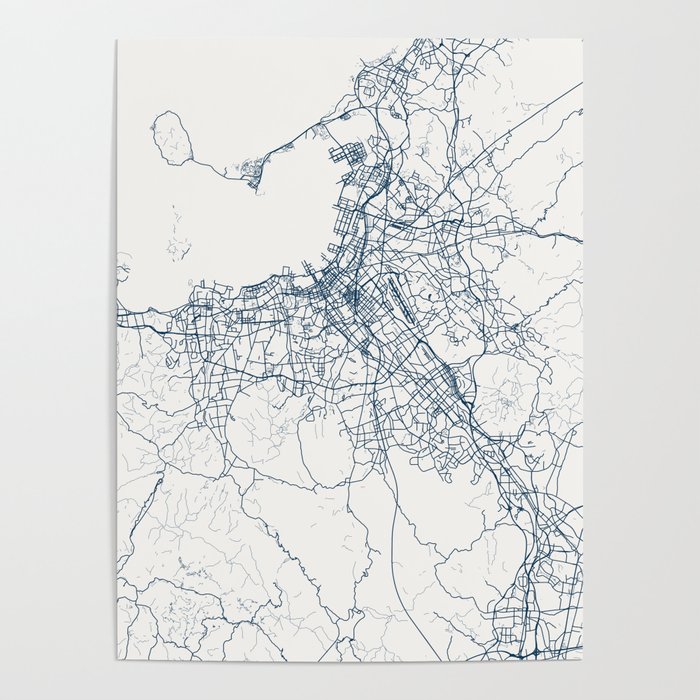 Fukuoka - Japan - Authentic Map Illustration Poster