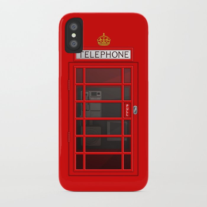 red telephone box booth phone box iphone case