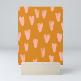 Soft Valentine Hearts on Pumpkin Orange Mini Art Print