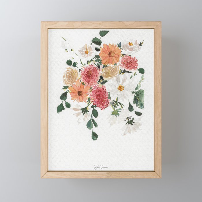 Tender Heart Boquet Framed Mini Art Print