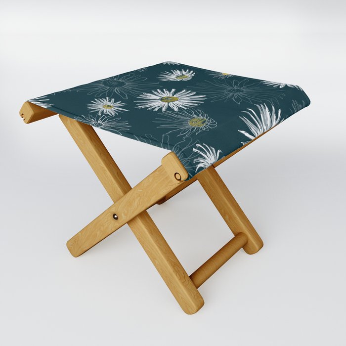 Spring Daisy - teal Folding Stool