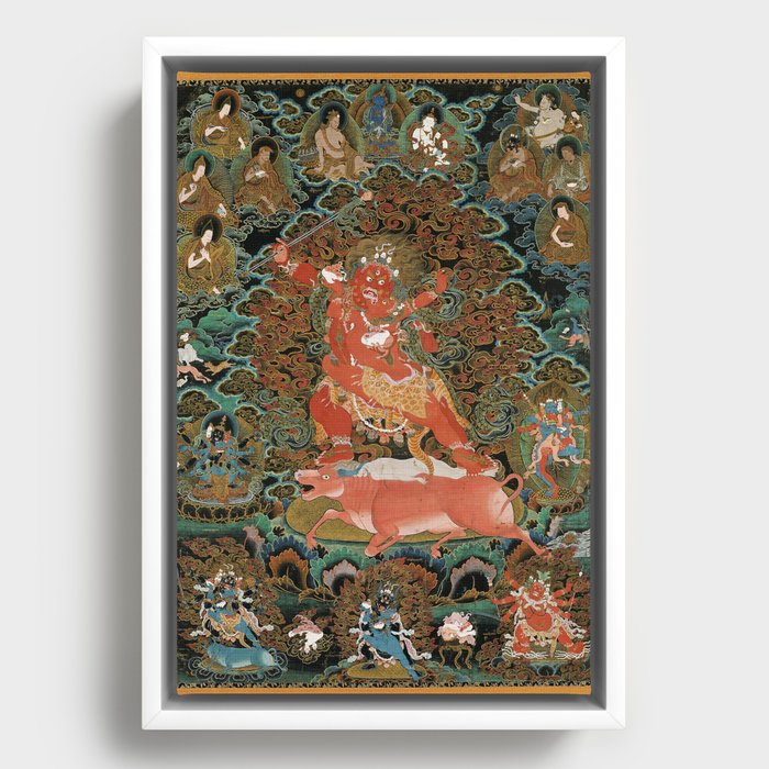 Yamari Rakta Buddhist Deity Heruka 1600s Framed Canvas