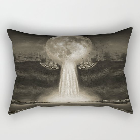 Waterfall Moon Sepia Rectangular Pillow