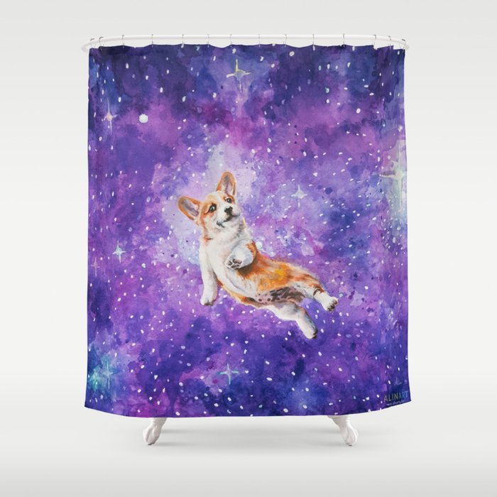 Space Corgi Shower Curtain