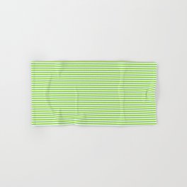 [ Thumbnail: Green and Light Cyan Colored Lined Pattern Hand & Bath Towel ]