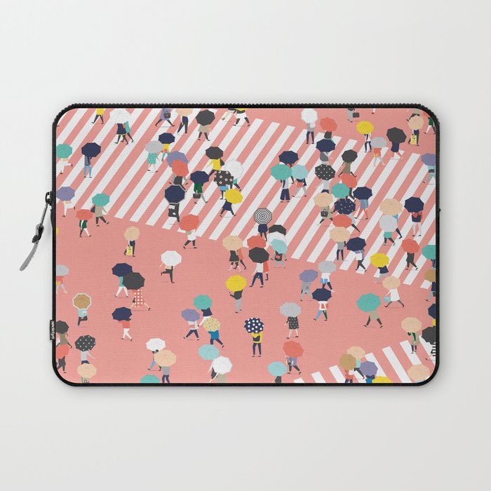 Crossing The Street On a Rainy Day Laptop Sleeve