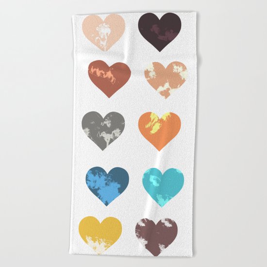 Colorful love pattern Beach Towel