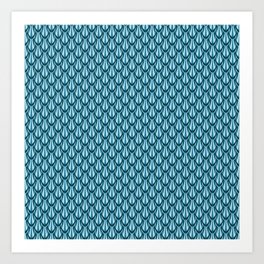 Gleaming Blue Metal Scalloped Scale Pattern Art Print