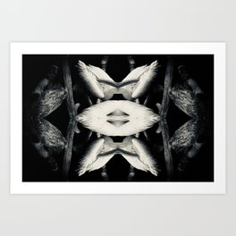 Flamingo 3 symmetry, collection, black and white, bw, set Art Print