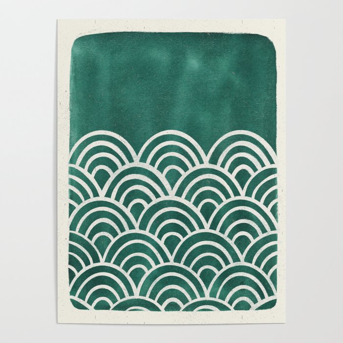 Scallop Waves - Teal Poster