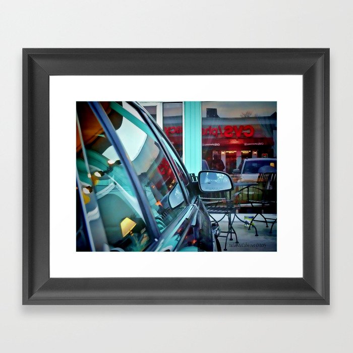Sign Reflection at the Cafe Tabooley in Austin Framed Art Print
