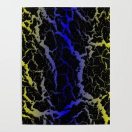 Cracked Space Lava - Yellow/Blue Poster