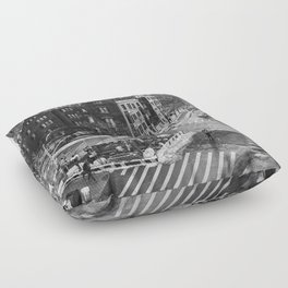 New York City | Black and White Photography | Winter Day Floor Pillow