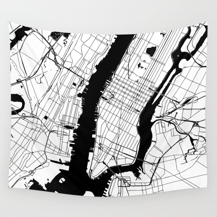 New York City Minimal Map Wall Tapestry