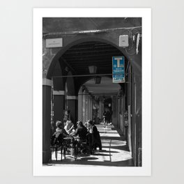 Bologna Tabacchi Blue Street Photography Black and White Art Print