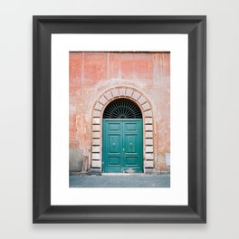 Turquoise Green door in Trastevere, Rome. Travel print Italy - film photography wall art colourful. Gerahmter Kunstdruck