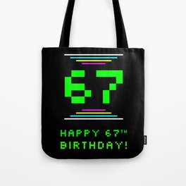[ Thumbnail: 67th Birthday - Nerdy Geeky Pixelated 8-Bit Computing Graphics Inspired Look Tote Bag ]