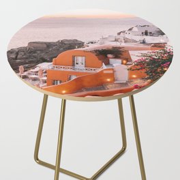 Sunset View over Santorini | Village of Oia in the Greek Cyclades | Orange and Yellow Tones: Travel Photography in Greece Side Table