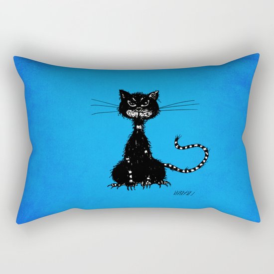 Ragged Evil Black Cat (blue) Rectangular Pillow