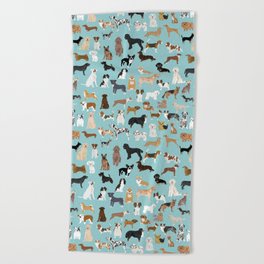 Dogs pattern print must have gifts for dog person mint dog breeds Beach Towel