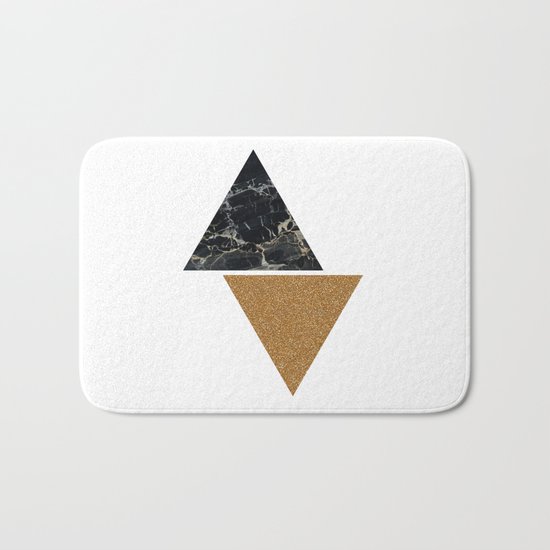Dark marble and bronze geo Bath Mat