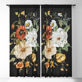 Wildflower Bouquet on Charcoal Blackout Curtain