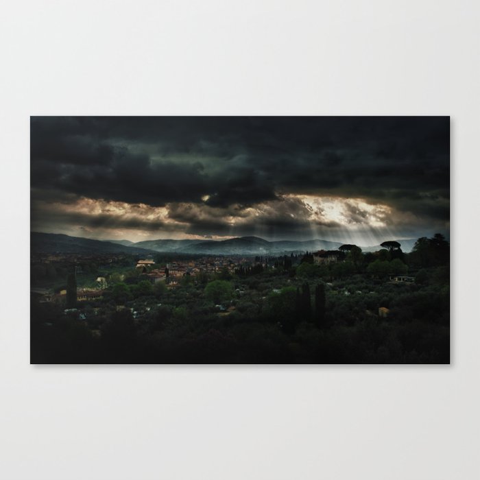 Beams of light over Florence Canvas Print
