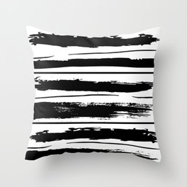 Black On White Paint Stripes  Throw Pillow