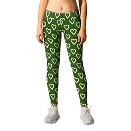  Green and white hearts for Valentines day Leggings