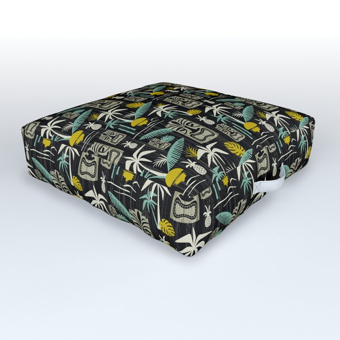 Island Tiki - Black Outdoor Floor Cushion