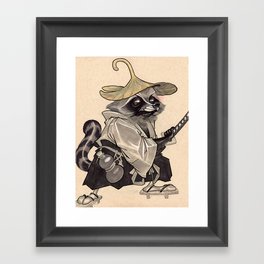 Samurai Raccoon Framed Art Print
