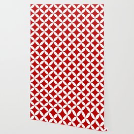 Red and White Overlapping Circles Pattern Wallpaper