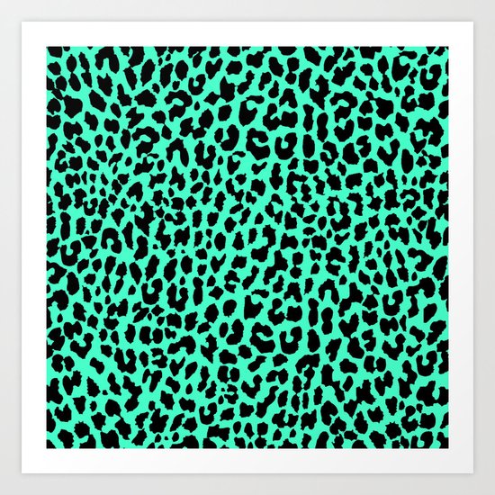 Neon Mint Leopard Art Print