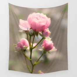 Pink Winter Rose Wall Tapestry