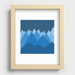 Abstract landscape in blue Recessed Framed Print