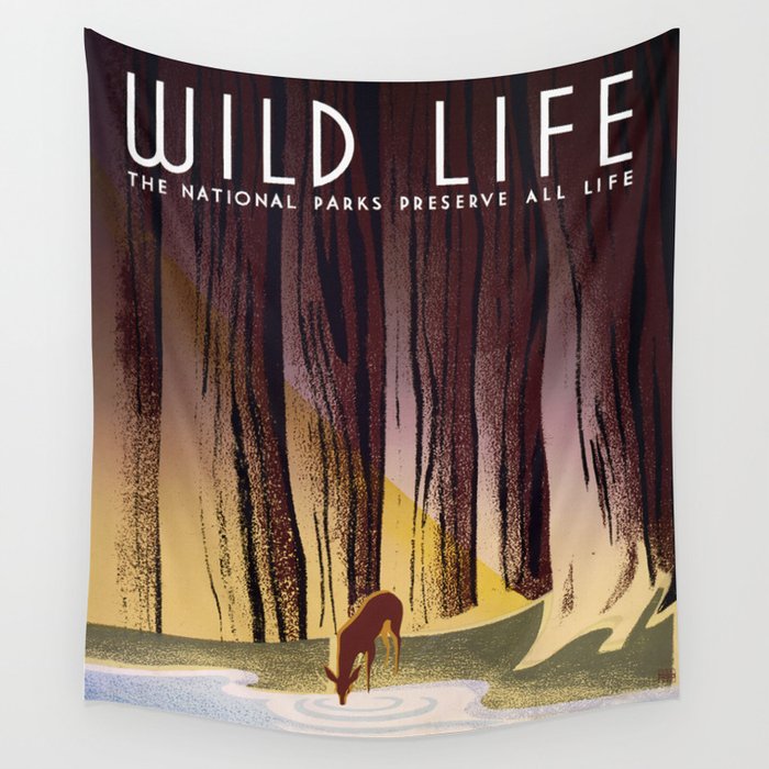 Wild Life - National Parks Preserve All Life Wall Tapestry