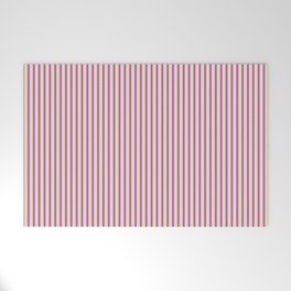 [ Thumbnail: Orchid and Pale Goldenrod Colored Lined Pattern Welcome Mat ]