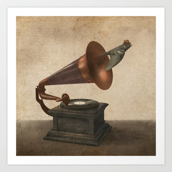 Vintage Songbird - colour option Art Print