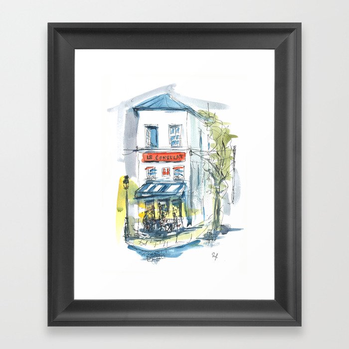 Paris Montmartre restaurant Framed Art Print
