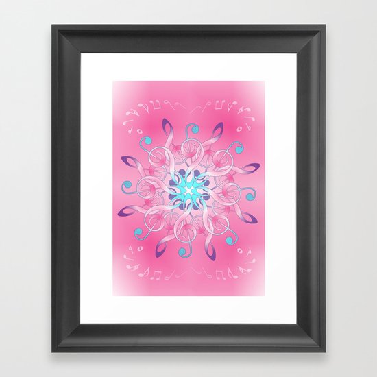 Music Notes In Pink Framed Art Print