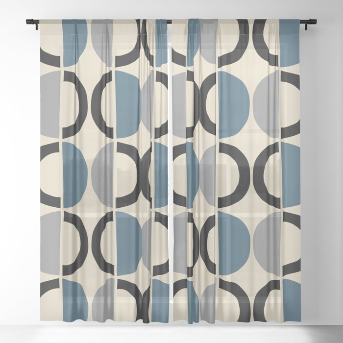 Mid Century Modern Half Circle Pattern 584 Sheer Curtain By Tony Magner Design Society6 Half Circle Pattern 584 Sheer Curtain, Patterned Sheer Curtains Uk