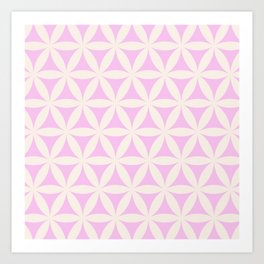 Flower of Life, Sacred Geometry / Ivory and Bright Lilac Shades Art Print